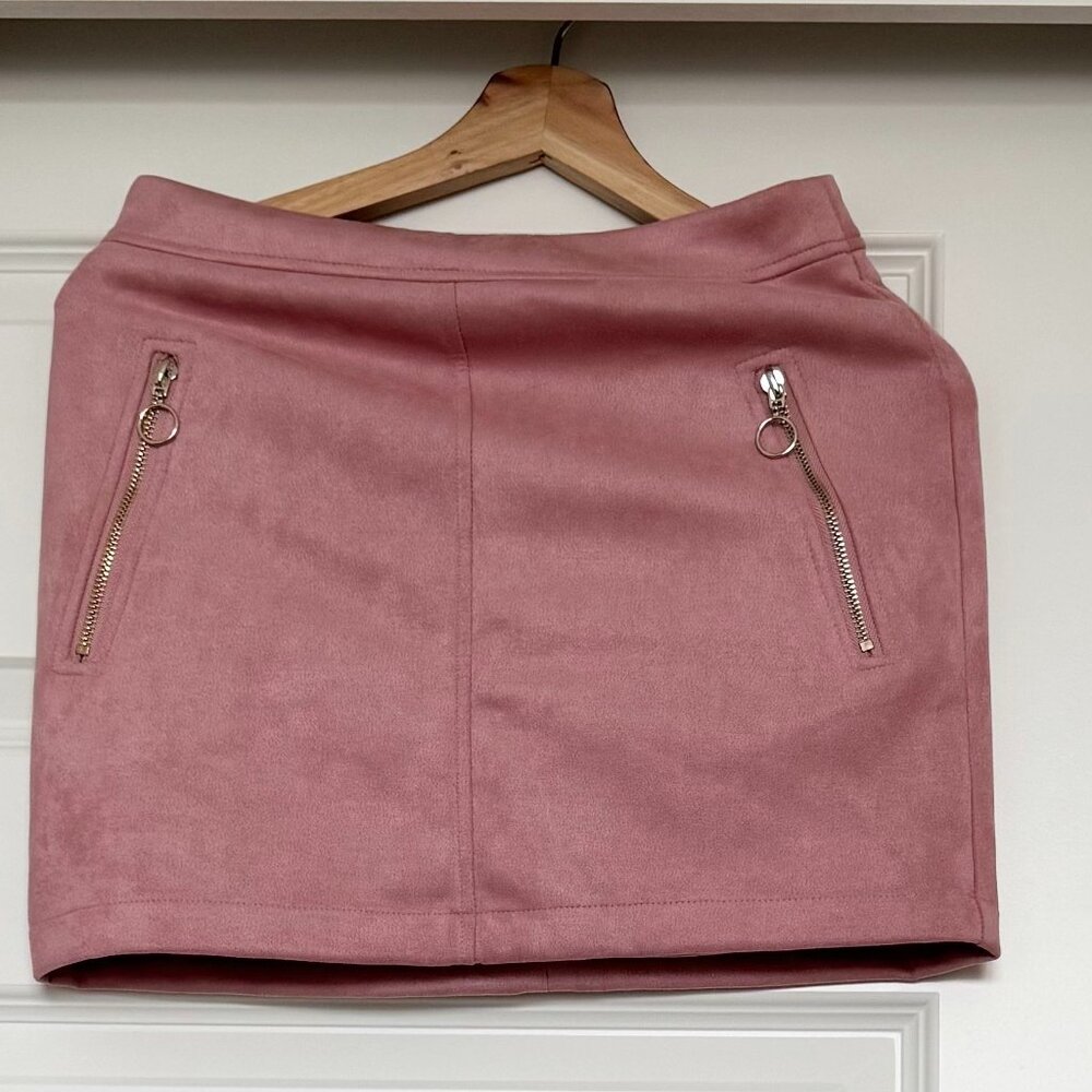 Blush Pink Color Suede Skirt